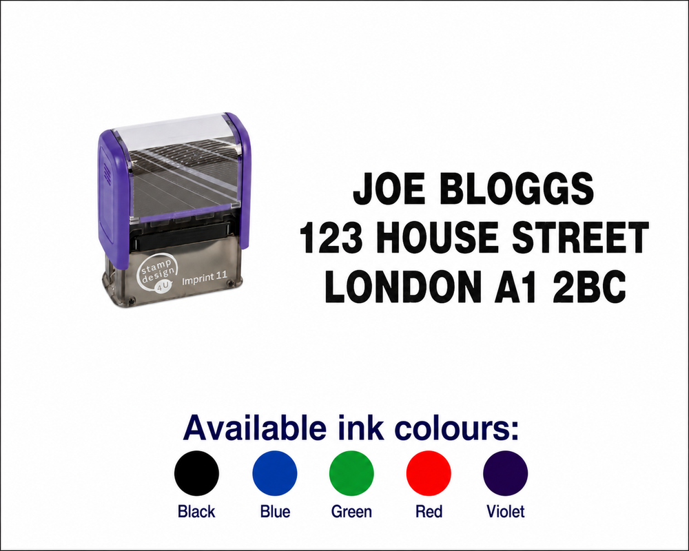 SD4U Imprint 11 | 3 Line Text Rubber Stamp | 37 x 13mm