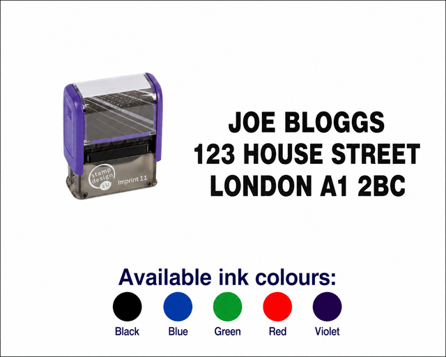SD4U Imprint 11 | 3 Line Text Rubber Stamp | 37 x 13mm