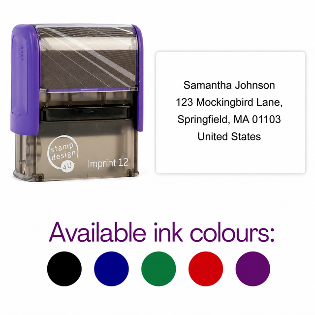 SD4U Imprint 12 | 4 Line Text Address or Business Details Stamp | 47 x 17mm