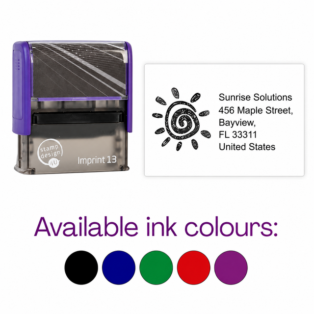 SD4U Imprint 13 | 5 Line Custom Text & Logo Rubber Address Stamp | 57 x 21mm