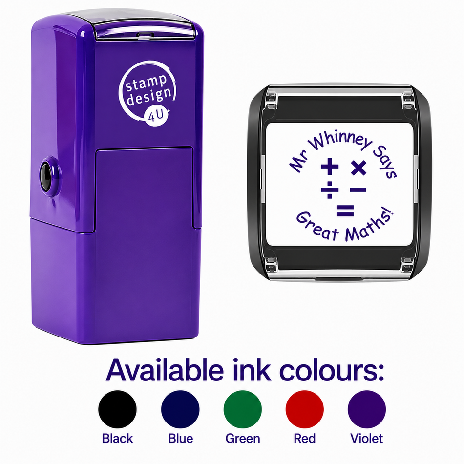 Personalised Maths Teacher Stamp | Mathematics Classroom Marking Stamp | Self Inking School Stamp 25 x 25mm