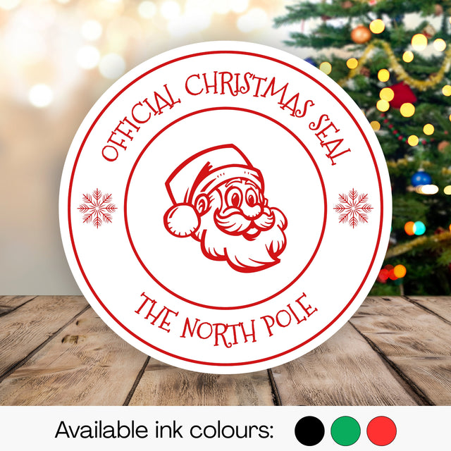 Traxx 9130 Santa's Official Christmas Seal Stamp – 30mm Round – BLACK