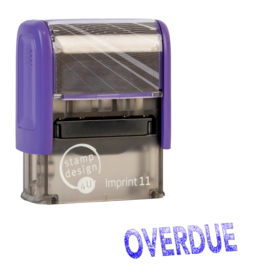 SD4U Imprint 11 OVERDUE Word Stamp in 5 Ink Colours | 38 x 14mm