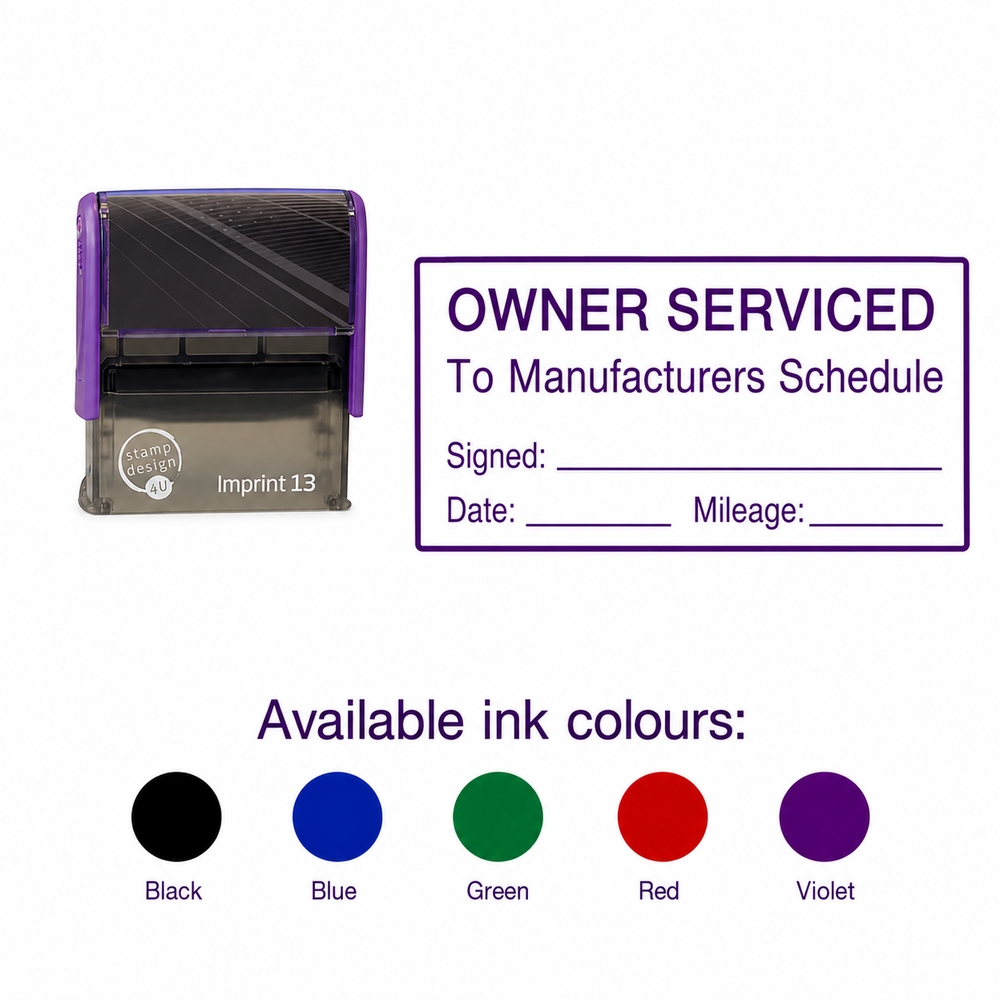 Owner Serviced Vehicle Stamp | Service Book Maintenance Record Stamp | Self-Inking Garage Stamp – Violet