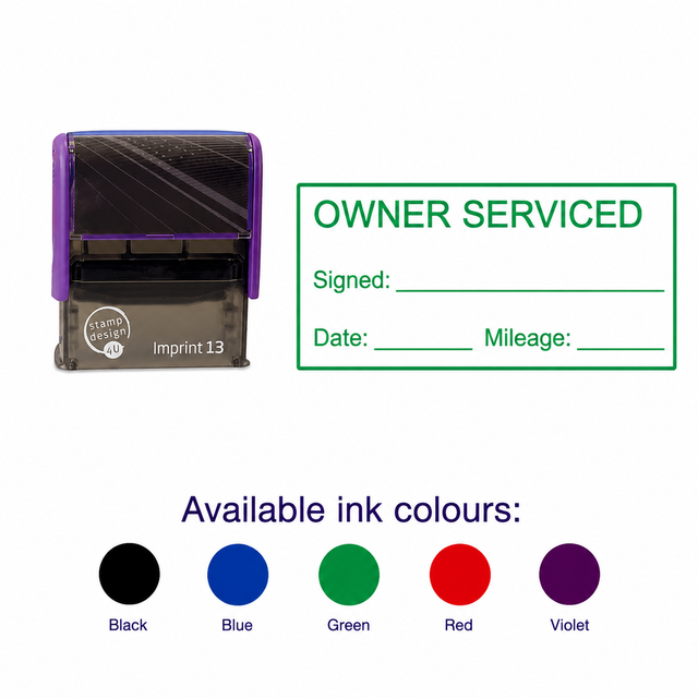 SD4U Imprint 13 | Owner Serviced Stamp for Date and Mileage | 57 x 21mm