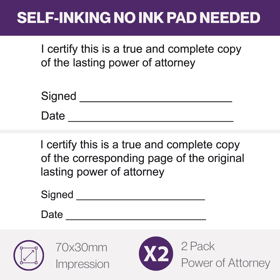 I certify Lasting Power of Attorney True Copy / Corresponding Page Stamps 2 Pack