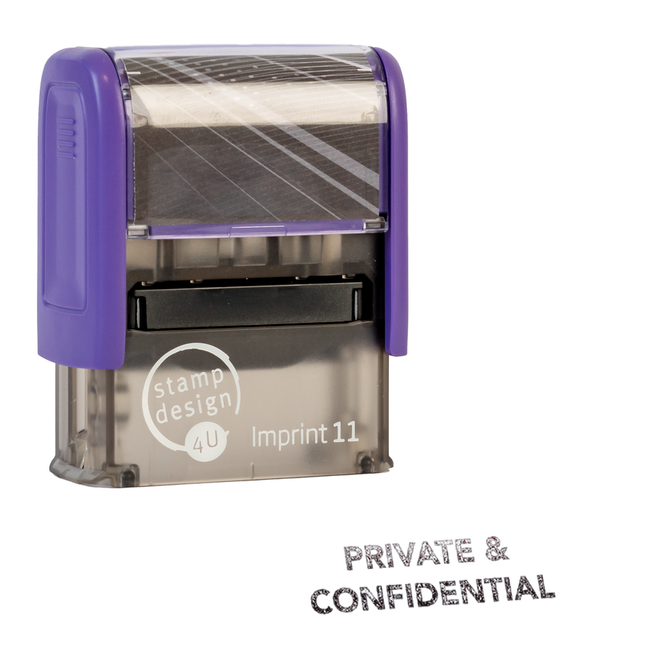 SD4U Imprint 11 PRIVATE & CONFIDENTIAL Word Stamp in 5 Ink Colours | 38 x 14mm