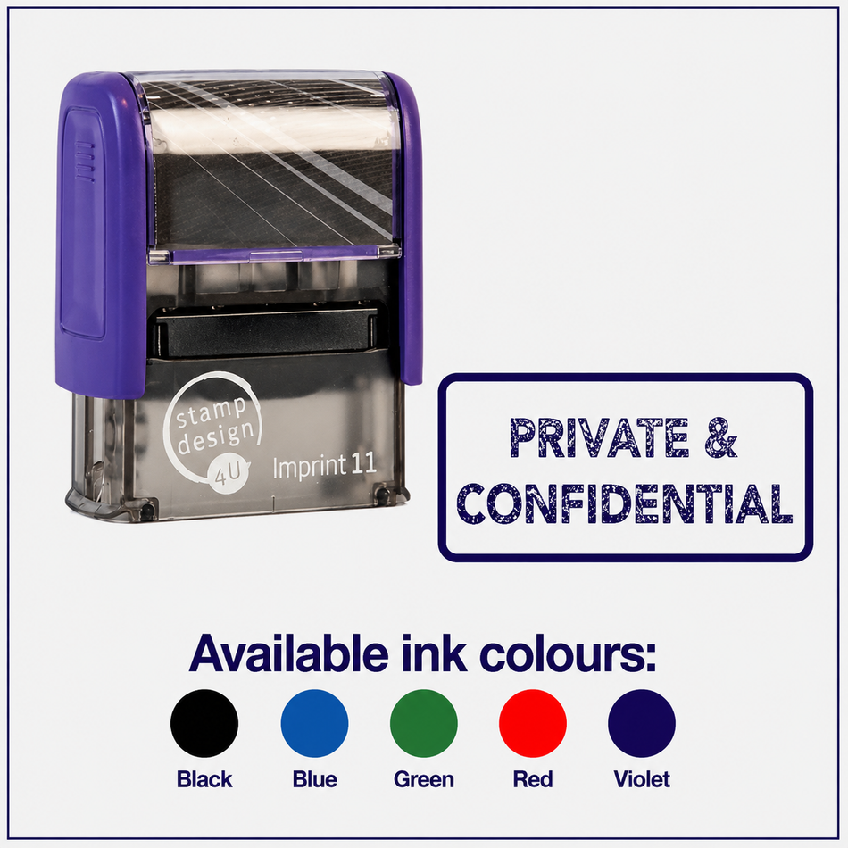 SD4U Imprint 11 PRIVATE & CONFIDENTIAL Word Stamp in 5 Ink Colours | 38 x 14mm