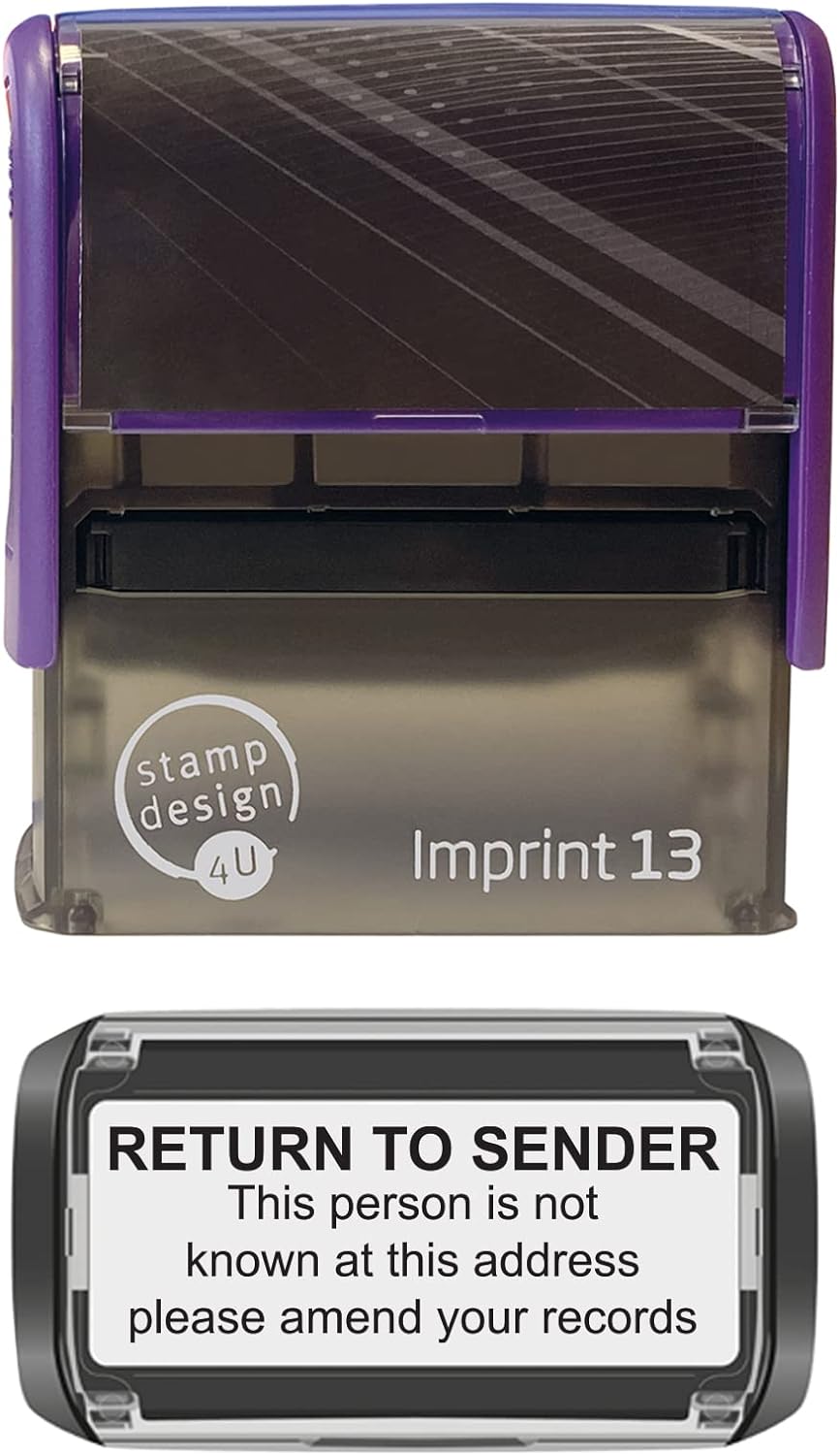 Return to Sender Stamp | Stop Junk Mail Stamp | 58 x 22mm Red or Black Ink