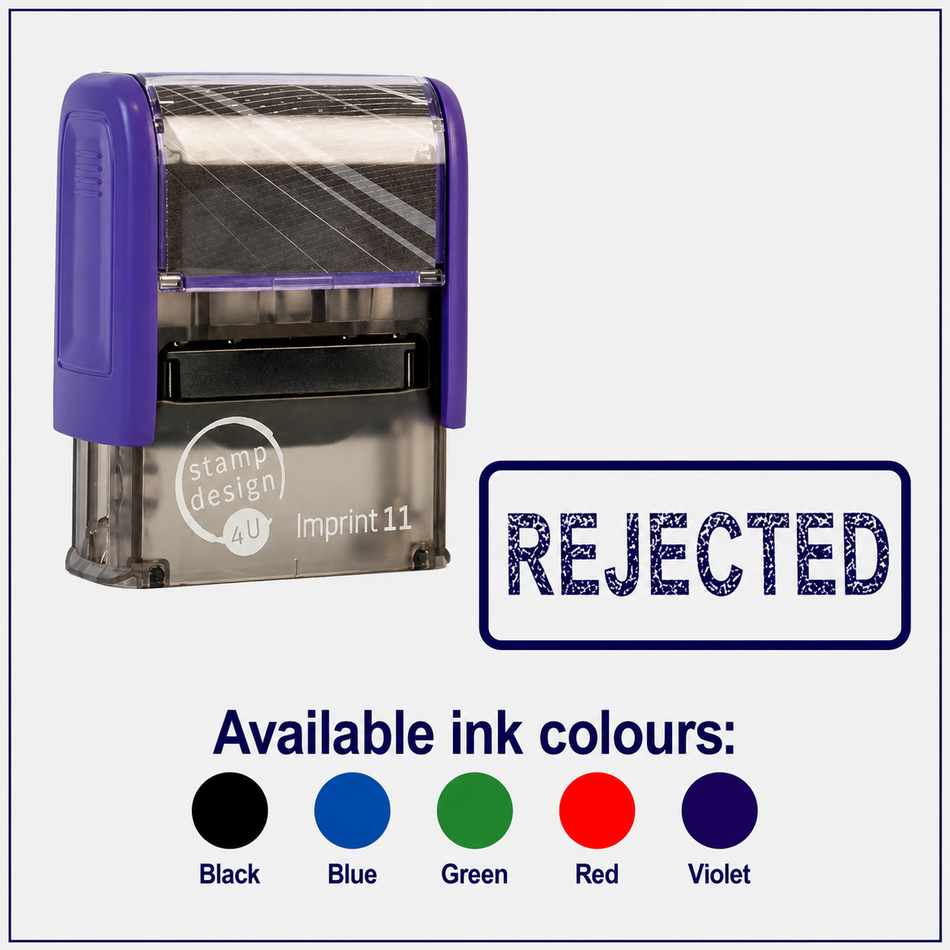 SD4U Imprint 11 REJECTED Word Stamp in 5 Ink Colours | 38 x 14mm