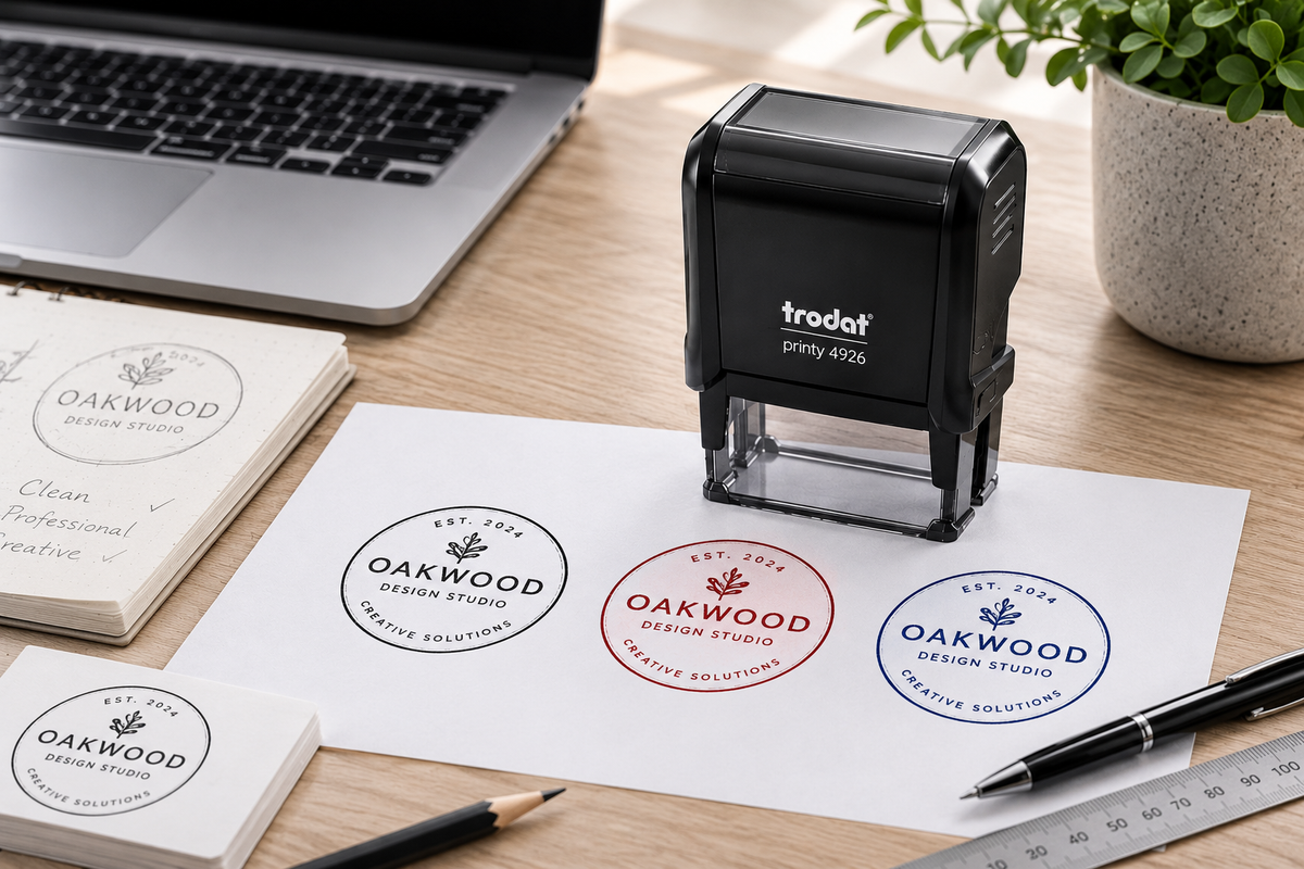 A personalised logo stamp for professional branded impressions