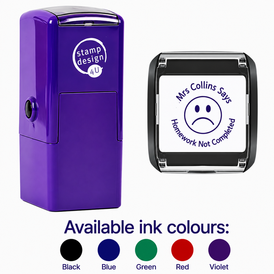 Personalised Sad Face Teacher Stamp | Classroom Feedback & Assessment Stamp | Self Inking School Stamp 25 x 25mm