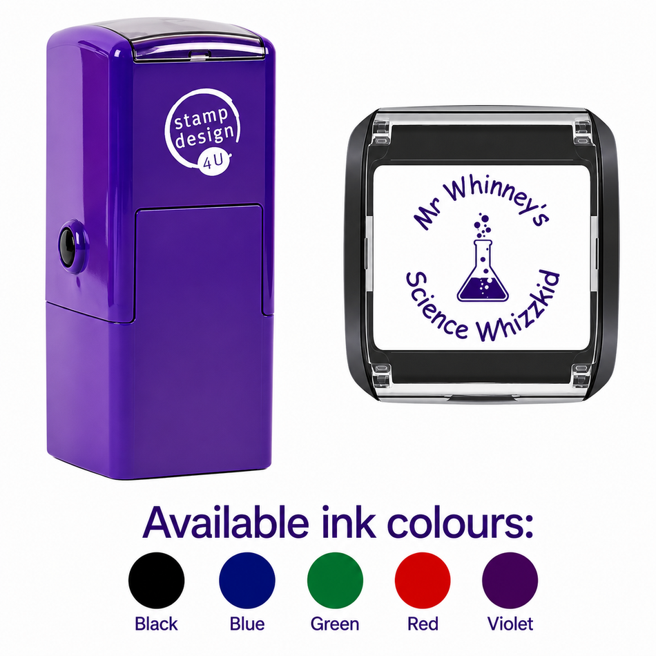 Personalised Science Teacher Stamp | Custom Classroom Marking Stamp | Self Inking School Stamp 25 x 25mm