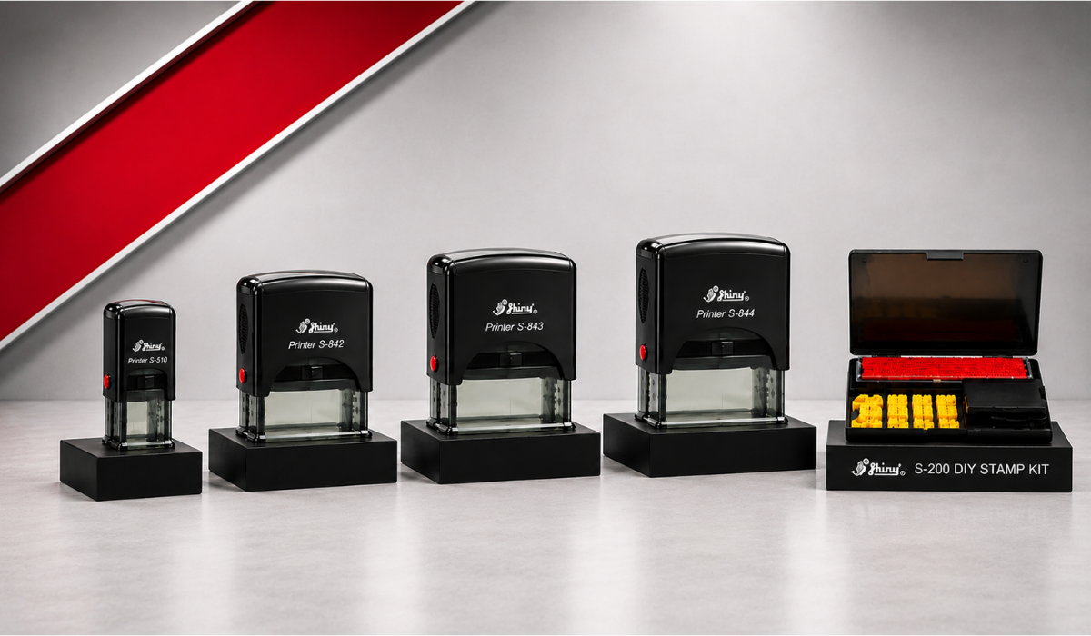 Shiny rubber stamp range