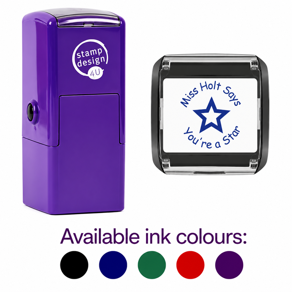 Personalised Teacher Star Stamp | Custom Name School Reward Stamp | Self Inking Classroom Stamp 25 x 25mm
