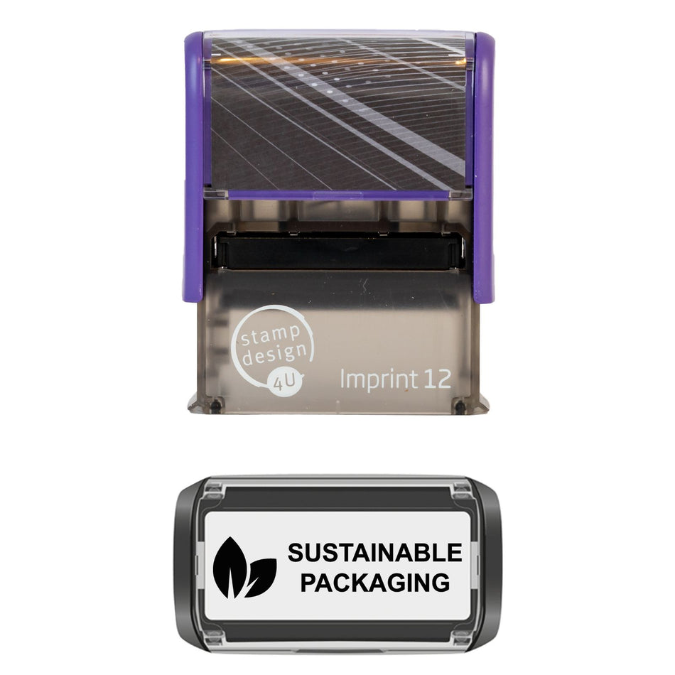 Sustainable Packaging - Imprint 12 Rubber Stamp - 48x18mm Impression Size with Eco-Friendly Recycling Design