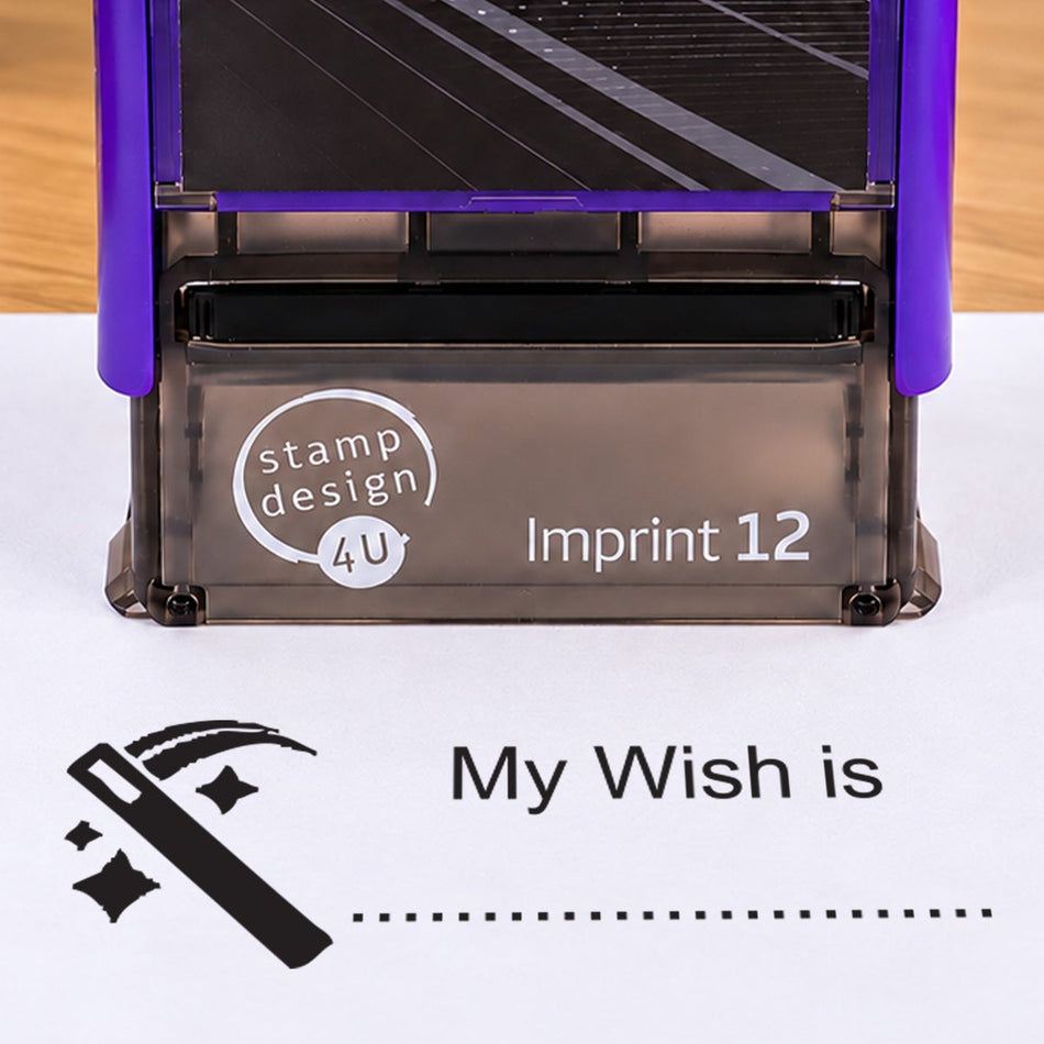 Close-up of the My Wish is design impression and purple Imprint 12 casing shown