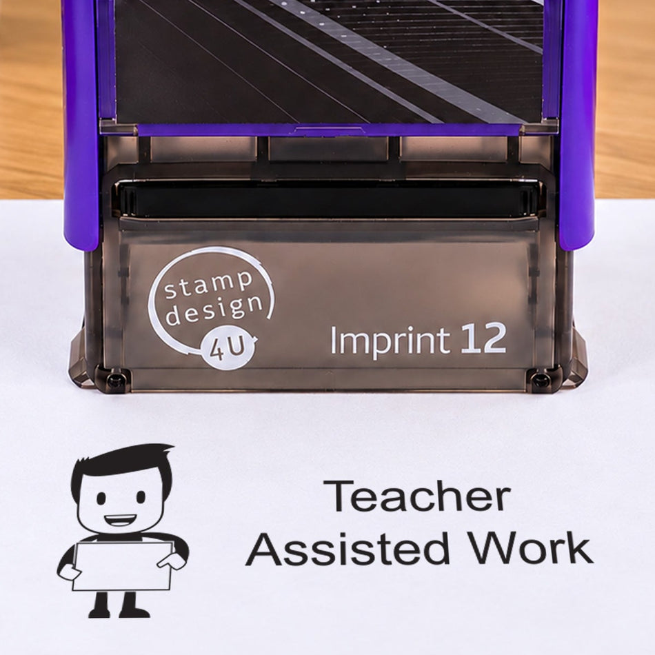 Teacher Assisted Work Assessment Stamp | Self Inking Teacher Marking Stamp | Classroom Feedback Rubber Stamp 48 x 18mm