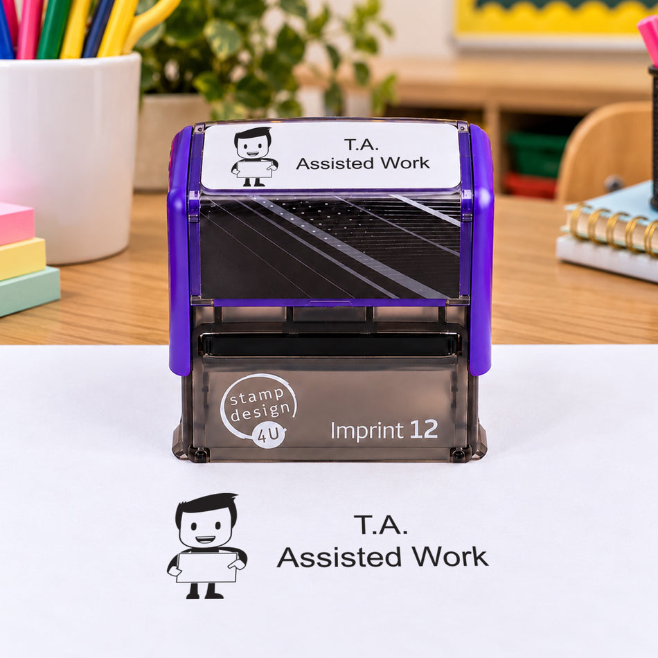 TA Assisted Work | Self Inking Teacher Marking Stamp | Classroom Feedback Rubber Stamp 48 x 18mm
