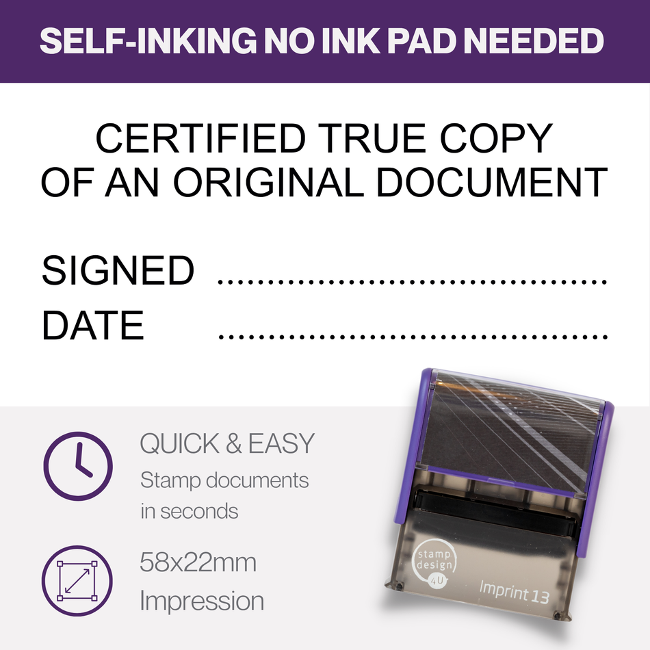 Certified True Copy of an Original Document Stamp