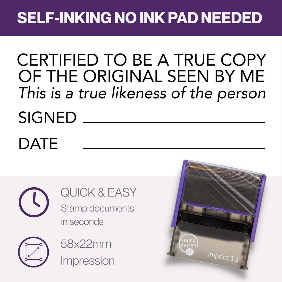 Certified Original True Copy True Likeness of the Person Stamp