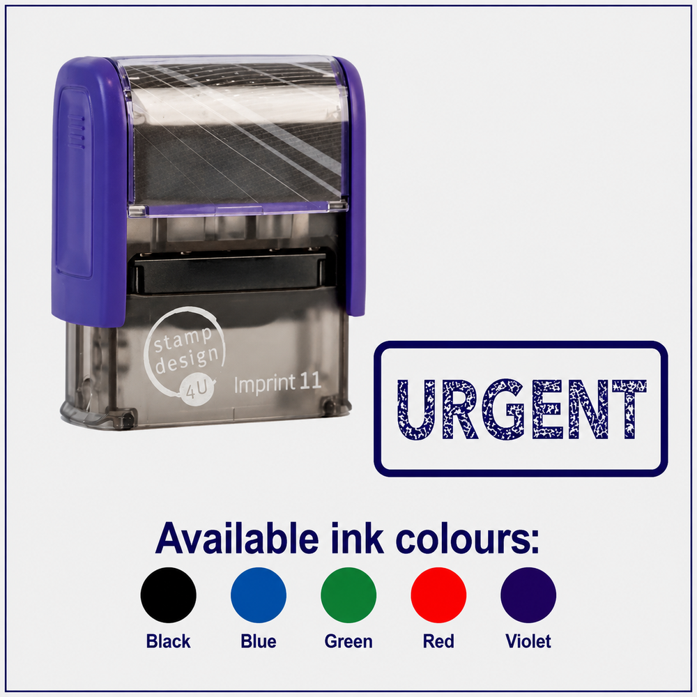 SD4U Imprint 11 URGENT Word Stamp in 5 Ink Colours | 38 x 14mm – Black