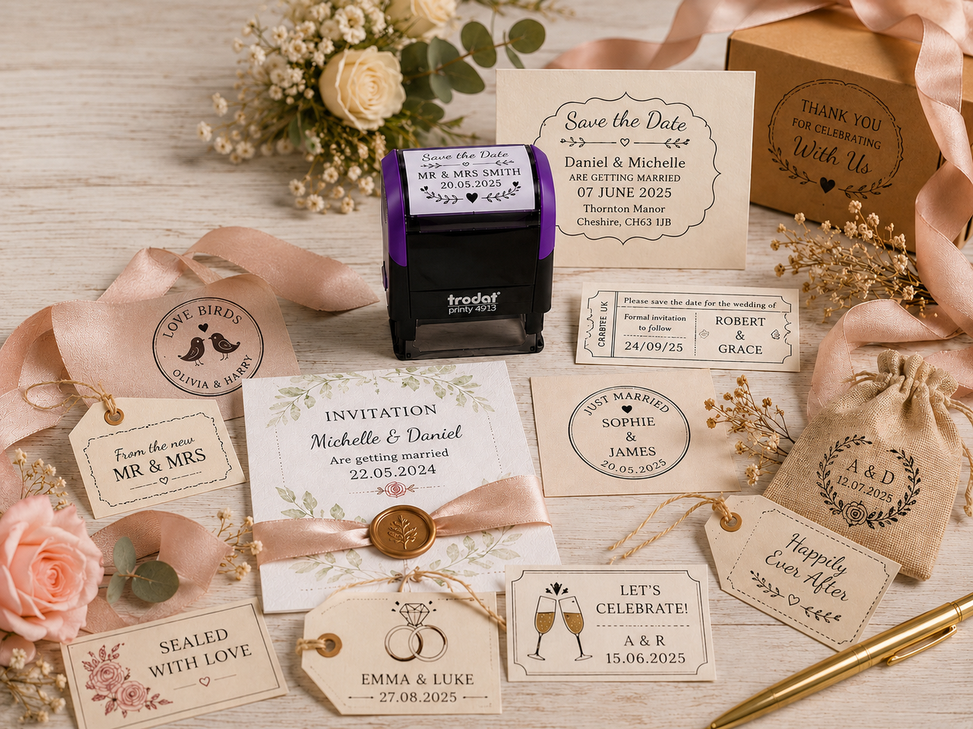 Personalised wedding stationery stamp use case