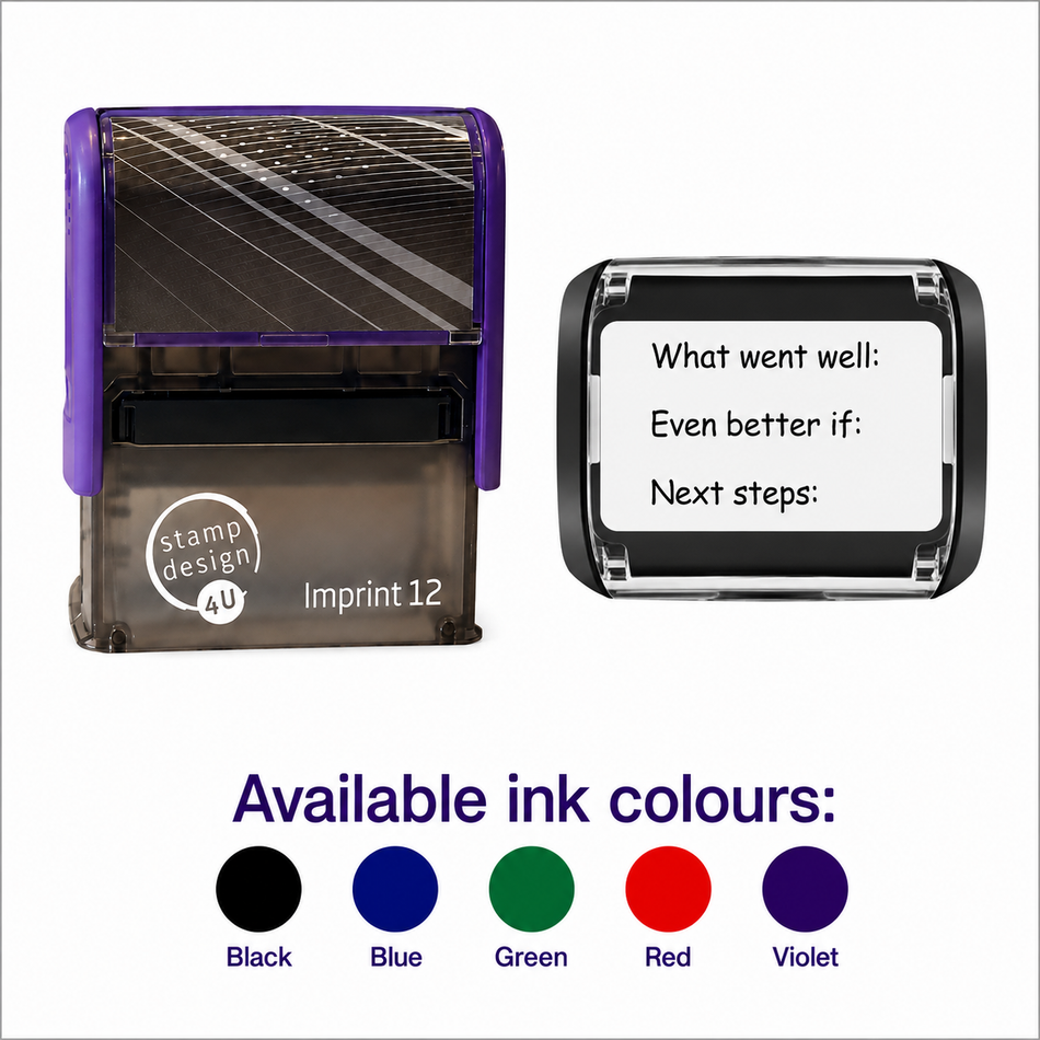 What Went Well Even Better If Next Steps Teacher Stamp | Self Inking Marking & Feedback Stamp | Available in 5 Ink Colours
