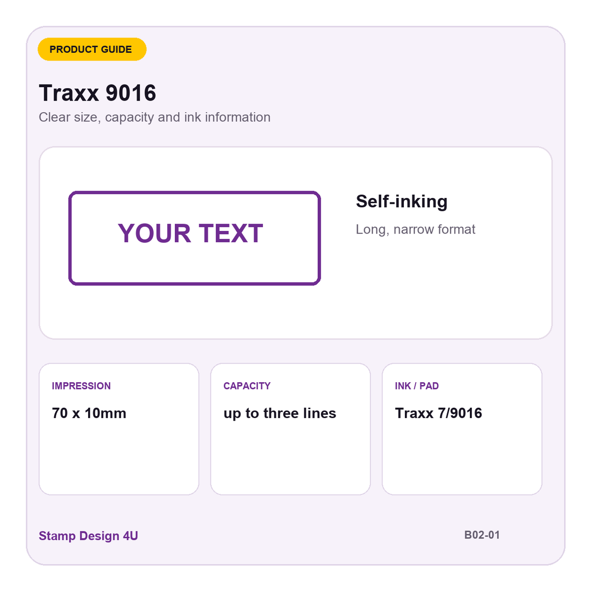 Traxx 9016 buying guide showing 70 x 10mm impression and up to three lines