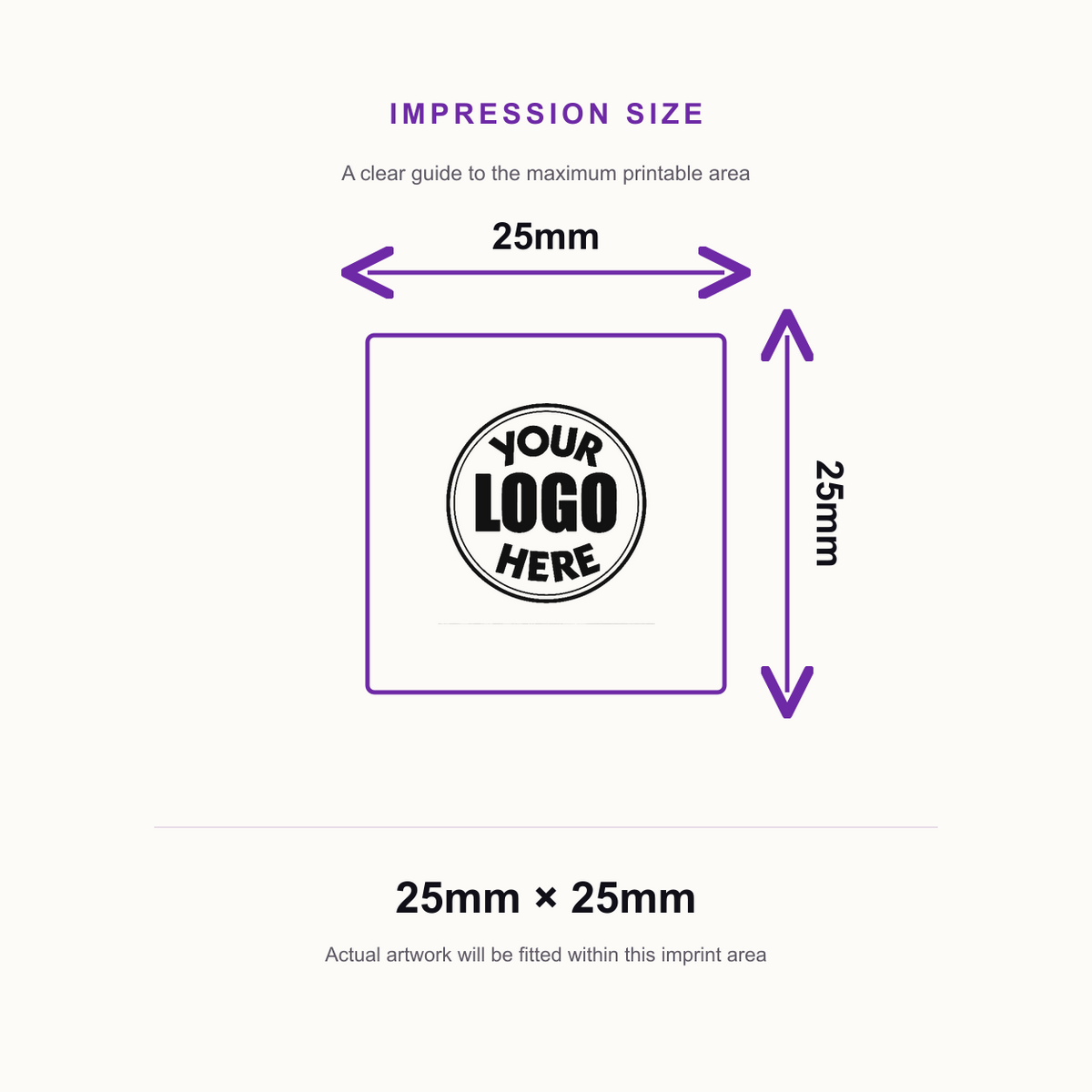 Custom Logo Rubber Stamp | 4933 25 x 25mm - Business Logo Personalised Stamp Branding Stamp – impression size guide 25mm × 25mm