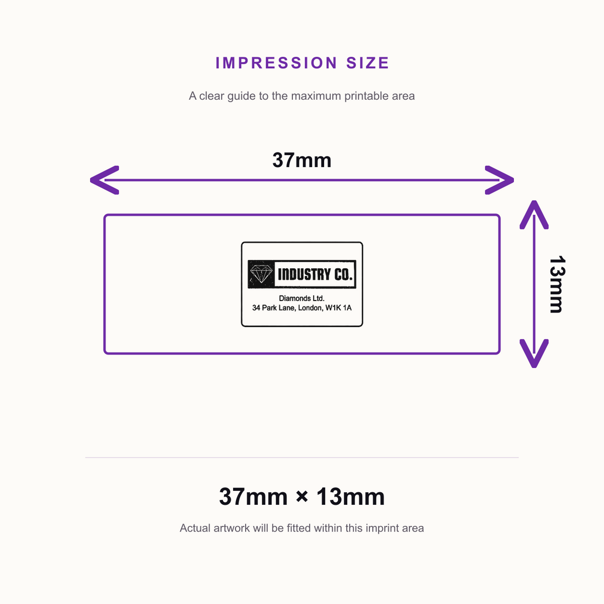 Colop Printer C20 | 3 Line Text & Logo Rubber Stamp | 37 x 13mm – impression size guide 37mm × 13mm