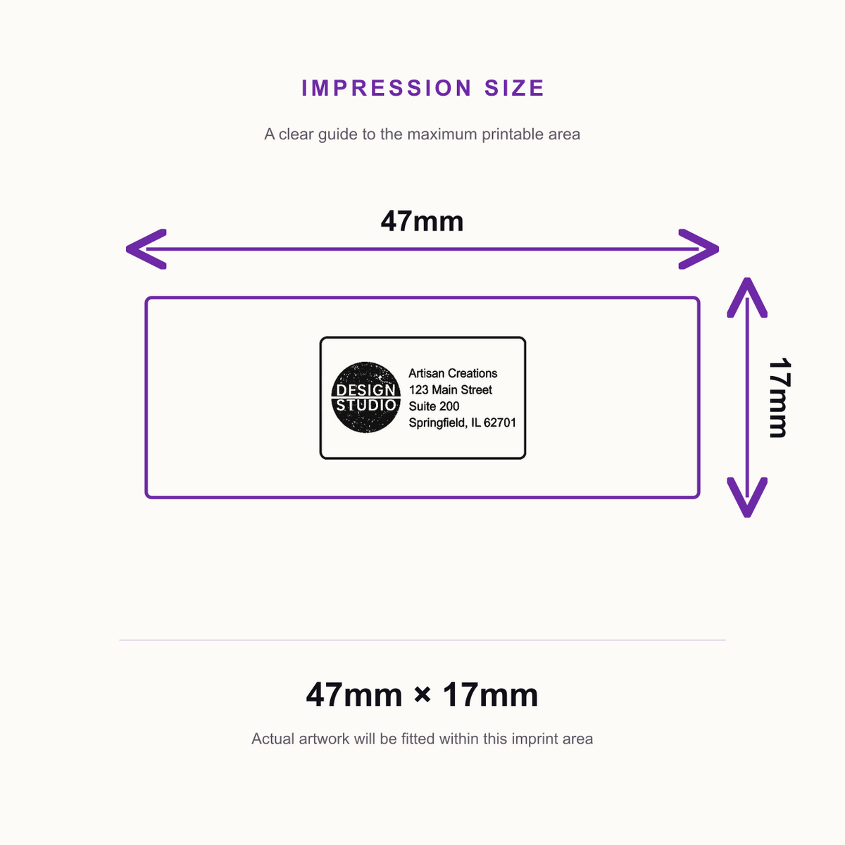 Colop Printer C30 | 4 Line Text & Logo Rubber Stamp | 47 x 17mm – impression size guide 47mm × 17mm