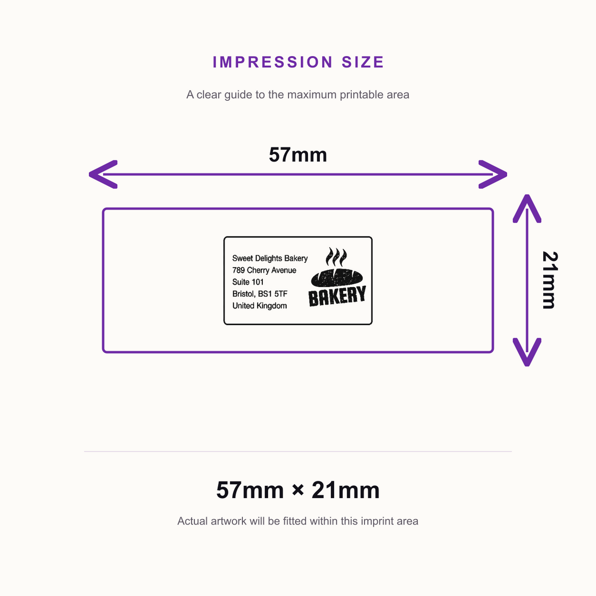 Colop Printer C40 | 5 Line Text & Logo Rubber Stamp | 57 x 21mm – impression size guide 57mm × 21mm