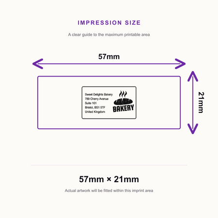 Colop Printer C40 | 5 Line Text & Logo Rubber Stamp | 57 x 21mm – impression size guide 57mm × 21mm
