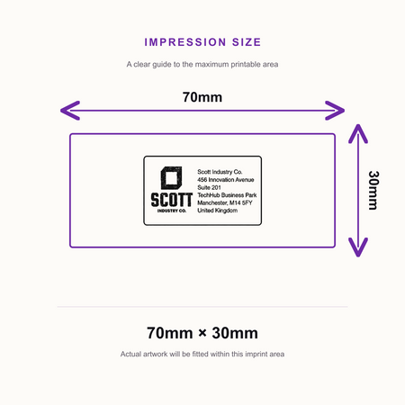 Colop Printer C50 | 6 Line Text & Logo Rubber Stamp | 70 x 30mm – impression size guide 70mm × 30mm