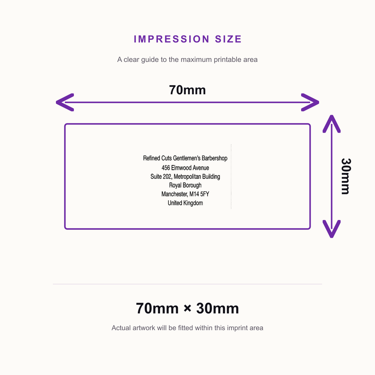 Colop Printer C50 | 6 Line Text Rubber Stamp | 70 x 30mm – impression size guide 70mm × 30mm