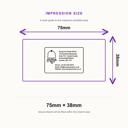 Colop Printer C60 | 8 Lines Text & Logo Rubber Stamp | 75 x 38mm – impression size guide 75mm × 38mm