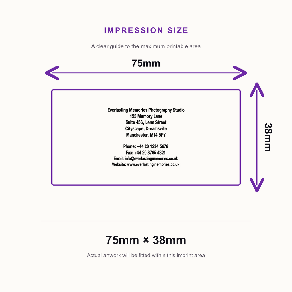 Colop Printer C60 | 8 Lines Text Rubber Stamp | 75 x 38mm – impression size guide 75mm × 38mm