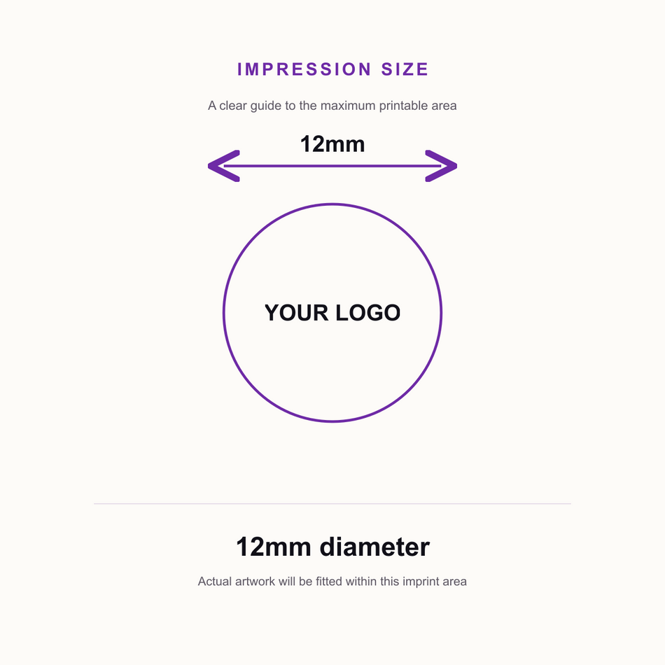 Colop R12 12mm Loyalty Stamp - Logo – impression size guide 12mm diameter