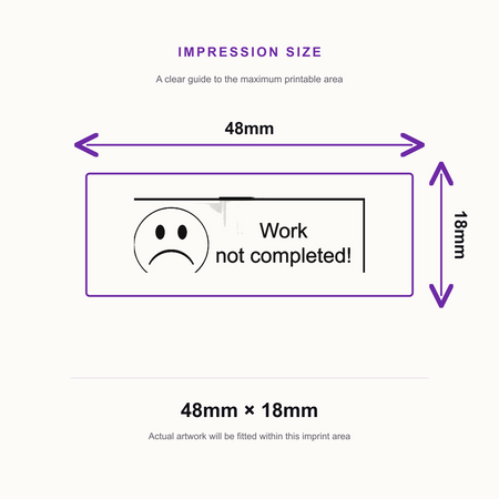 Work Not Completed Stamp | Self Inking Teacher Marking Stamp | Classroom Feedback Rubber Stamp – impression size guide 48mm × 18mm