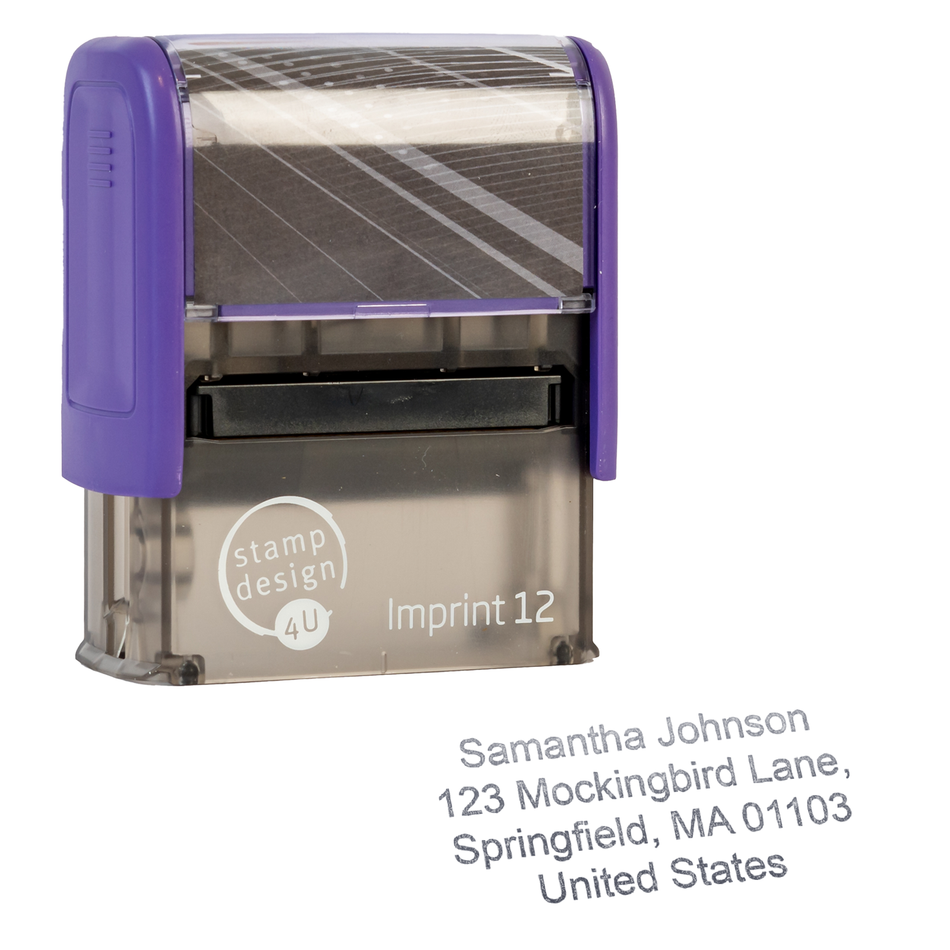 SD4U Imprint 12 | 4 Line Address Rubber Stamp | 47 x 17mm