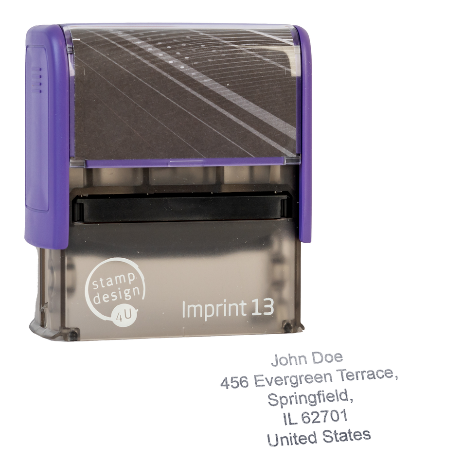 SD4U Imprint 13 | 5 Line Address Rubber Stamp | 57 x 21mm