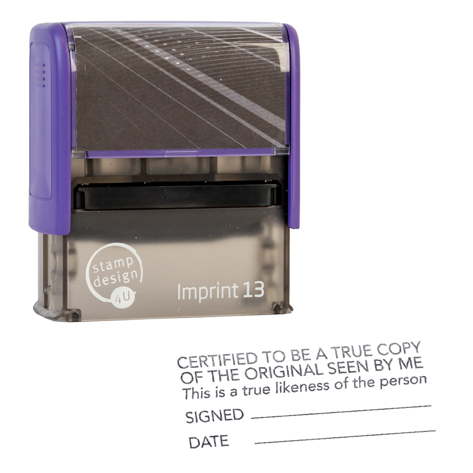 Certified True Copy of the Original / True Likeness of the Person Stamp | Imprint 13 58 x 22mm Rubber Stamp