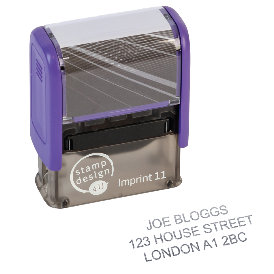 SD4U Imprint 11 | 3 Line Address Rubber Stamp | 37 x 13mm