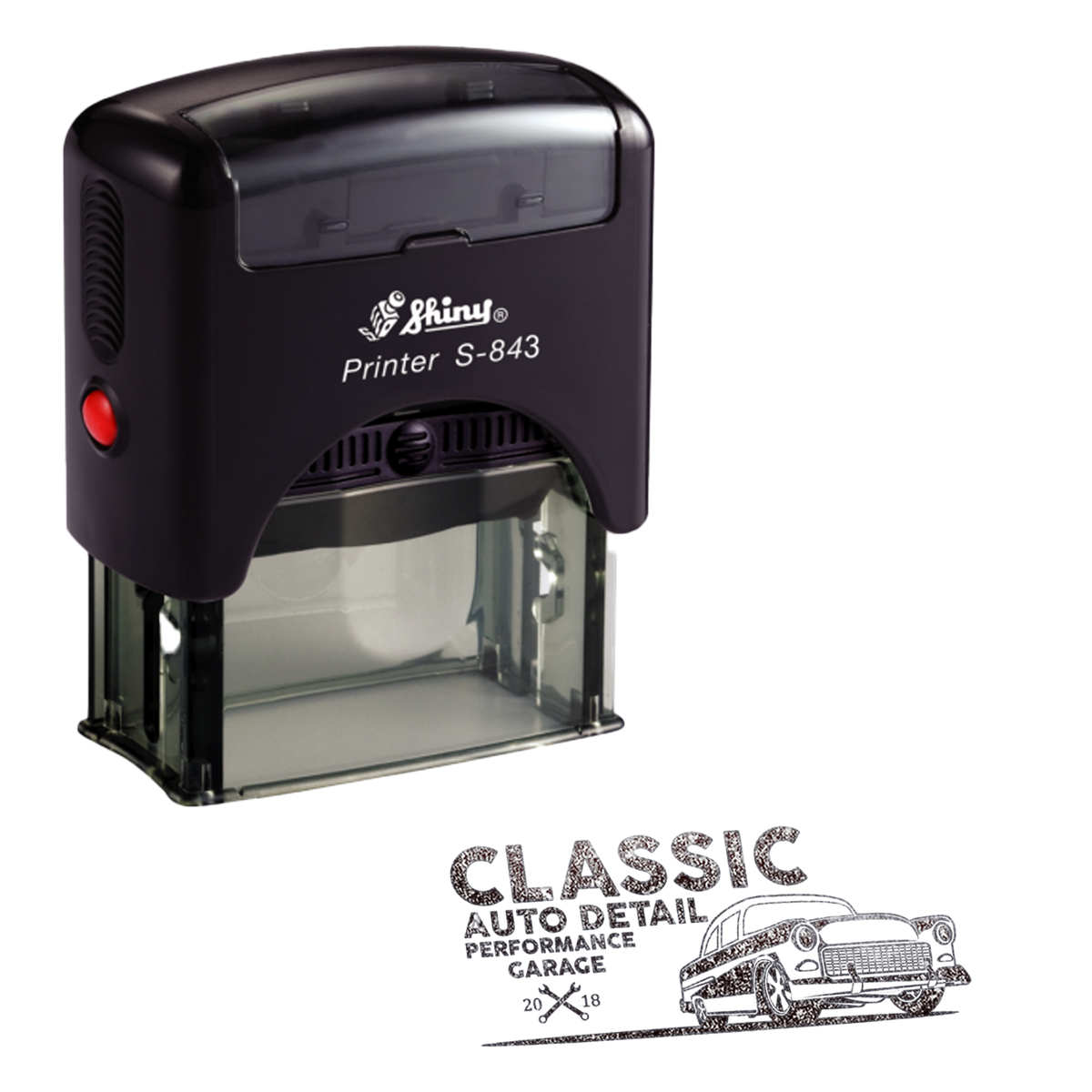 Original product image – Shiny Printer S843 logo rubber stamp
