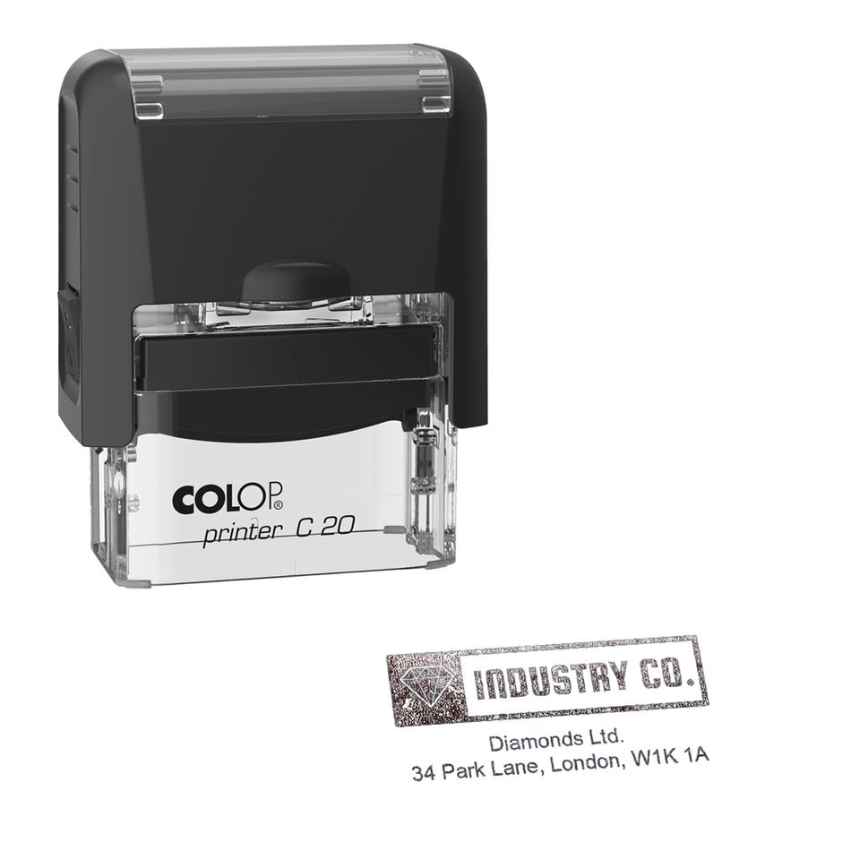 Colop Printer C20 | 3 Line Text & Logo Rubber Stamp | 37 x 13mm