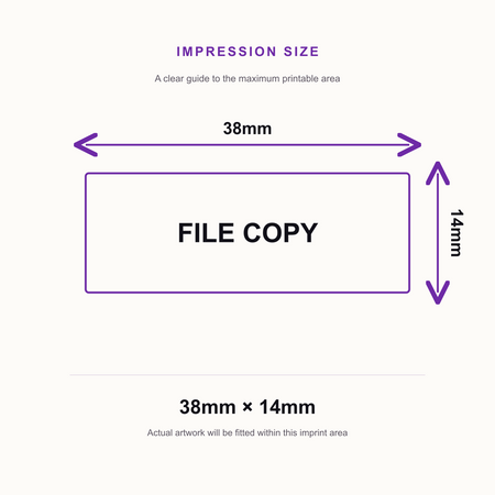SD4U Imprint 11 FILE COPY Word Stamp in 5 Ink Colours | 38 x 14mm – impression size guide 38mm × 14mm