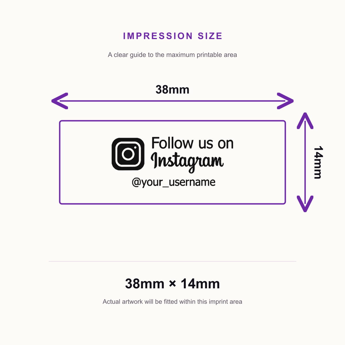 SD4U Imprint 11 | Follow us on Instagram Social Media Rubber Stamp in 5 Ink Colours| 37 x 13mm – impression size guide 38mm × 14mm
