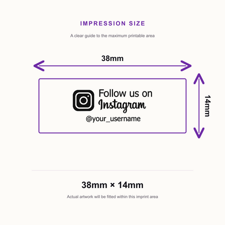 SD4U Imprint 11 | Follow us on Instagram Social Media Rubber Stamp in 5 Ink Colours| 37 x 13mm – impression size guide 38mm × 14mm