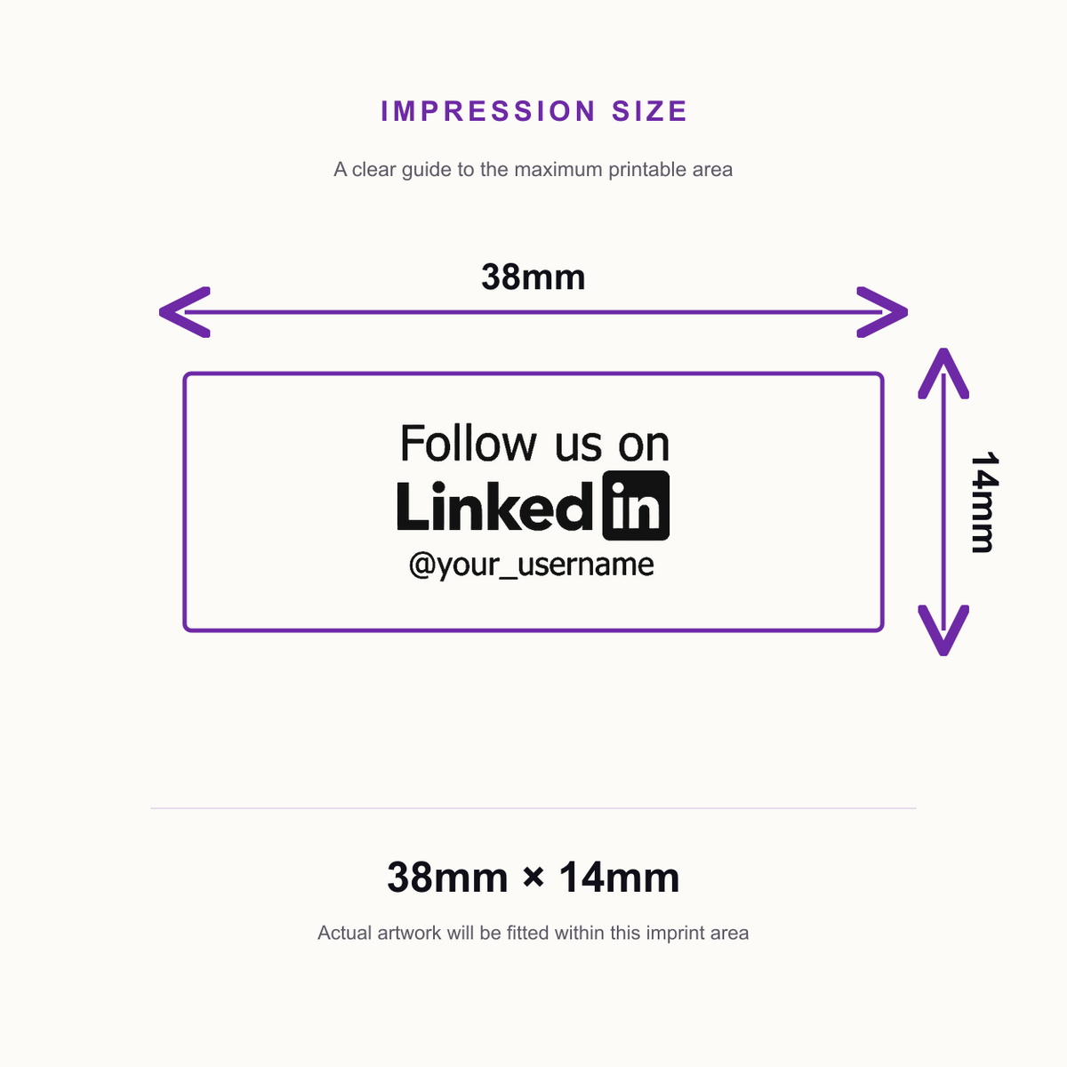SD4U Imprint 11 | Follow us on LinkedIn Social Media Rubber Stamp in 5 Ink Colours | 37 x 13mm – impression size guide 38mm × 14mm